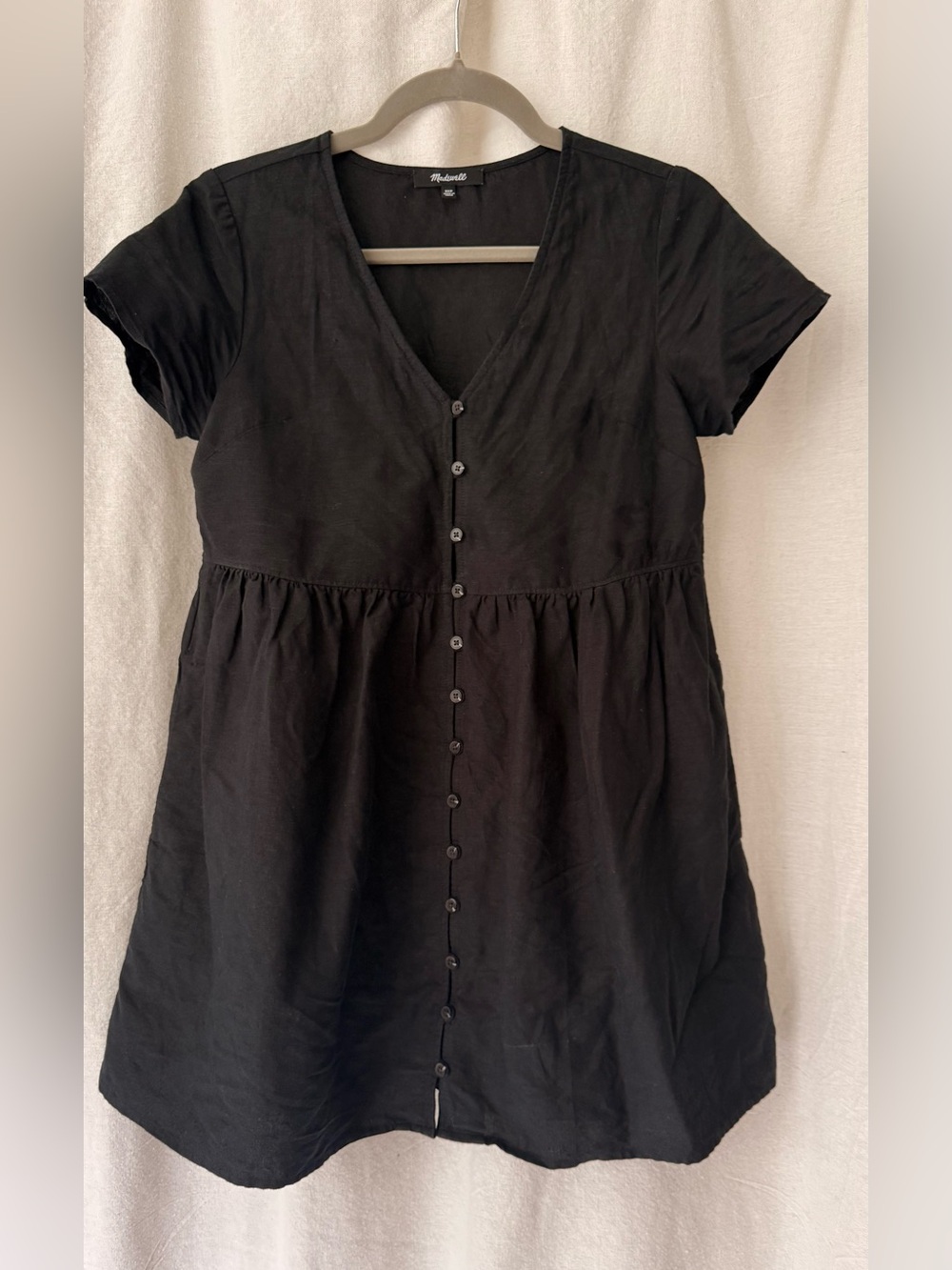 Madewell Black Short-Sleeve Button-Front Tunic